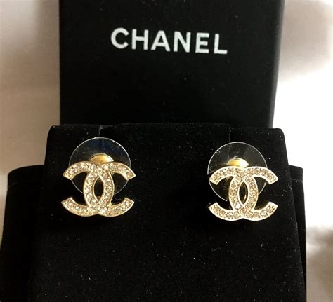 chanel cc stud earrings gold|Chanel cc logo earrings price.